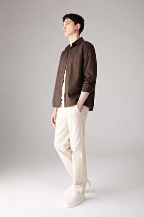 DeFacto Regular Fit Normal Kesim Gabardin Chino Kanvas Pantolon Yazlık Fermuar Cepli Düz Paça B2088AX24SPBG700