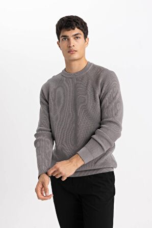 DeFacto Standart Fit Normal Kesim Bisiklet Yaka Basic Düz Triko Kazak A8458AX24SPGR308