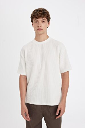DeFacto Boxy Fit Bisiklet Yaka Kısa Kollu Basic Düz Tişört C8724AX24AUER105