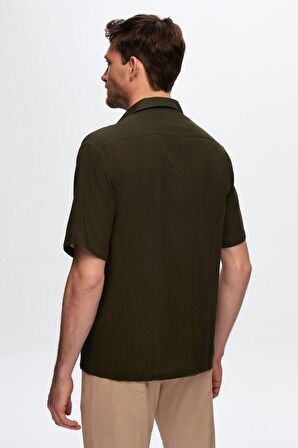 Ds Damat Relaxed Haki Düz %100 Pamuk Gömlek 0HC02ORT02313 0HC02ORT02313