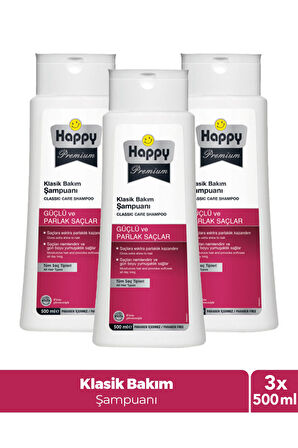 Happy Premium Güçlü Parlak Saçlar Klasik Bakım Şampuanı 500ml x 3 Adet