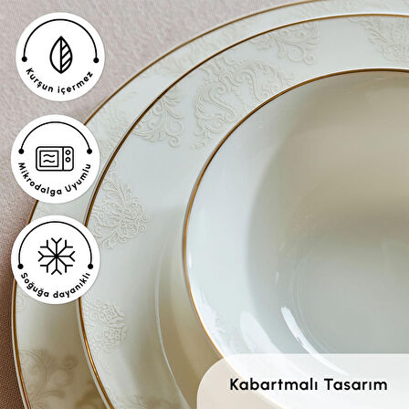Karaca Elegance Bone Siena 53 Parça 12 Kişilik Yemek Takımı Gold
