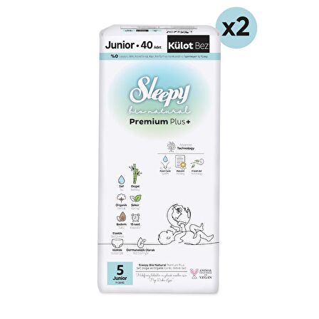 Sleepy Bio Natural Premium Plus Süper Paket Külot Bez 5 Numara Junior 80 Adet