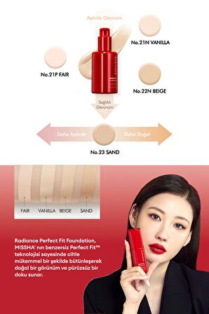48 Saat Kalıcı Saten Fondöten 35ml SPF30+ Radiance Perfect Fit Foundation No.22 Beige