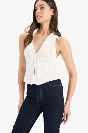 DeFacto Coool Slim Fit Dar Kesim Düğmeli Triko Yelek	 D3584AX25SPER222