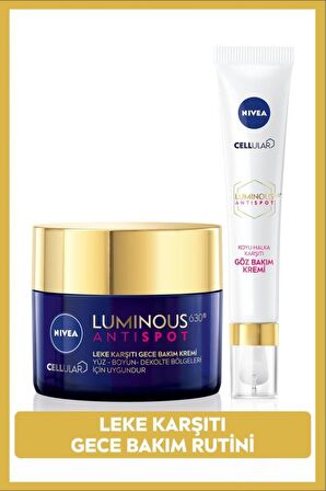 Nivea Luminous630 Leke Karşıtı Gece Bakım Kremi 50ml ve Aydınlatıcı Koyu Leke Karşıtı Göz Bakım Kremi 15ml