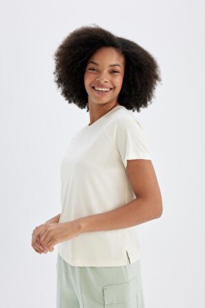DeFactoFit Crop Bisiklet Yaka Sporcu Modal Kısa Kollu Tişört D1280AX24HSBG700