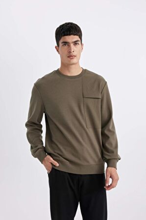 DeFacto Regular Fit Bisiklet Yaka Basic Düz Sweatshirt B6495AX24SPKH438