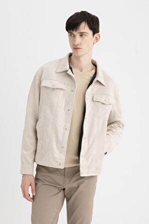 DeFacto Slim Fit Dar Kesim Süet Ceket Dar Kesim Gömlek Yaka Çıtçıtlı Cepli C7906AX24SPBG757