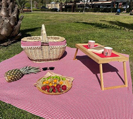 BEYAZ ATÖLYEM Hasır Kapaklı El Örmesi Piknik Sepeti Seti