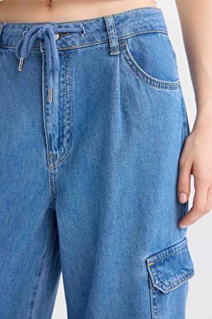 DeFacto Wide Leg Kargo Yüksek Bel Uzun Yumuşak Jean Pantolon C1244AX24SMNM28