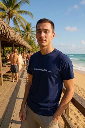 Erkek Slim Fit Enjeksiyon Baskılı Pamuklu T-Shirt