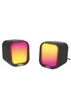 Snopy Mini Bilgisayar Hoparlörü Rgb Işıklı 2.0 Usb Oyun Stereo Kablolu Pc Hoparlör 3.5mm Aux Girişi