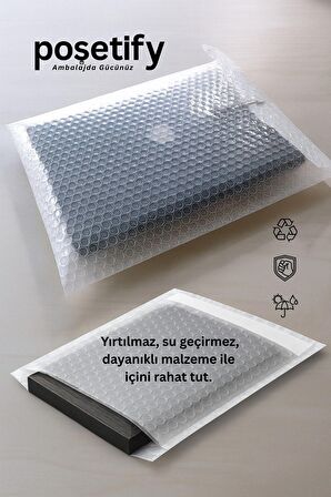 Balonlu Şeffaf Kargo Poşeti 15X20+5 cm | 80 gr Bantlı Patpatlı Kargo Poşeti | 5’li E-Ticaret Poşeti