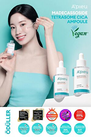 Hassas ve Yıpranmış Ciltler için Cica İçerikli Ampul  A'PIEU Madecassoside Tetrasome Cica Ampoule