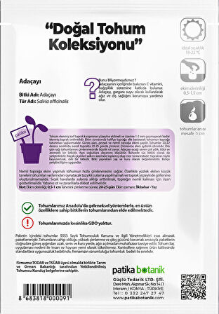 50 Adet Adaçayı (Salvia Officinalis) Çiçek Tohumu 