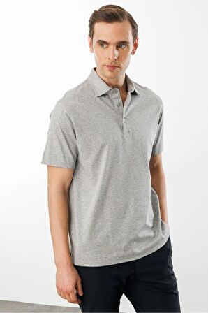Erkek Polo Yaka Merserize T-shirt Füme