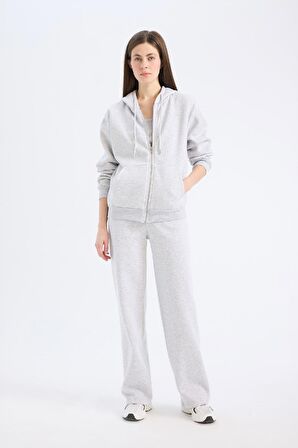 DeFacto Straight Fit Kalın Eşofman Altı Cepli Yüksek Bel B8571AX25SPGR93
