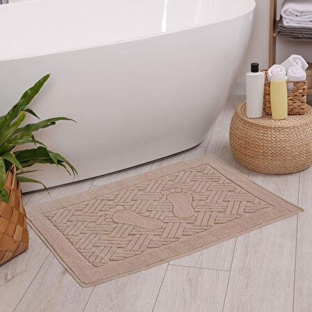 Homedius Banyo Zikzak Desenli Ultra Kalın Pamuk Ayak Havlusu 50x70 cm