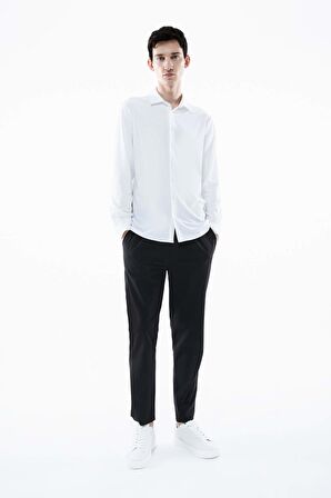 DeFacto Slim Fit Dar Kesim Polo Yaka Basic Düz Uzun Kollu Gömlek B6491AX24SPWT34