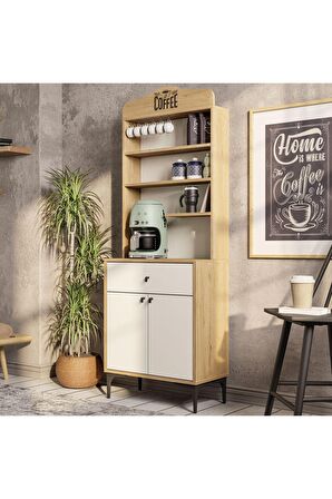 Mezza 5204 SIESTA 69CM KAHVE KÖŞESİ ÇOK AMAÇLI DOLAP 2 KAPAKLI 1 ÇEKMECELİ KİLER MUTFAK DOLABI SEPET-BEYAZ