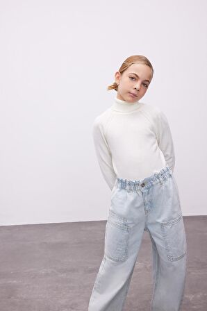 DeFacto Kız Çocuk Balıkçı Yaka Kazak R1953A624WNER100