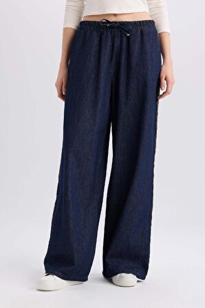 Pull On Wide Leg Yüksek Bel Uzun Jean Pantolon