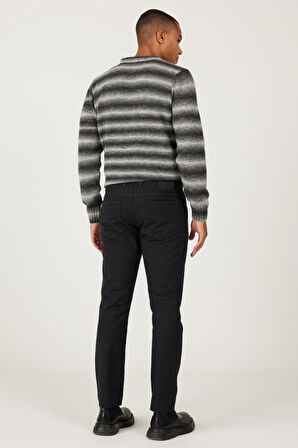 Erkek Antrasit Slim Fit Dar Kesim 5 Cepli Desenli Esnek Pantolon