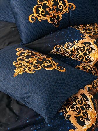 Cotton Box Palace Saten Çift Kişilik Nevresim Takımı Tutsu Lacivert