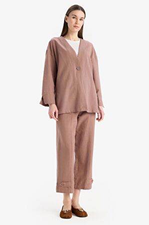 DeFacto 	Keten Karışımlı Basic Düz Kısa Paça Harem Pantolon B7506AX25SPBN552