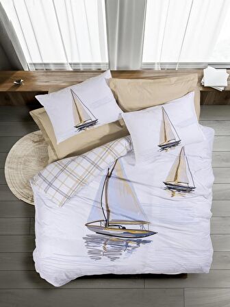 Cotton Box Maritime Nevresim Takımı Çift Kişilik Wind Bej