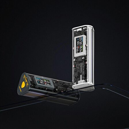 Sharge 170W - Yüksek Güçlü ve Şeffaf Tasarımlı GaN Powerbank - Gri