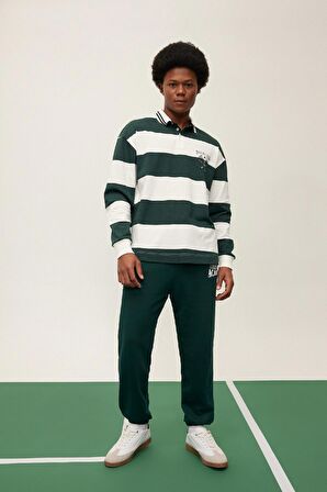 DeFactoFit Boxy Fit Çizgili Uzun Kollu Polo Tişört A9874AX23WNGN796