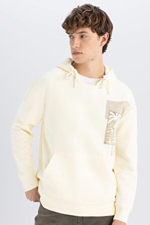 DeFacto Boxy Fit Kapüşonlu Baskılı Sweatshirt C7050AX24AUER91
