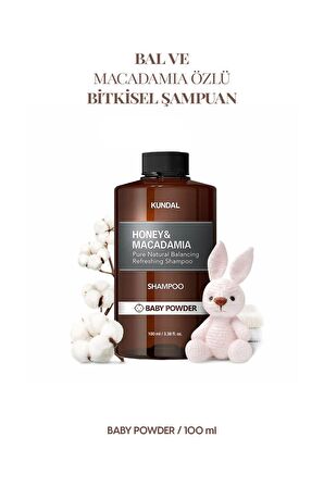 Kırılma Karşıtı, Besleyici Şampuan Kundal Honey & Macadamia Nature Shampoo 100ml (Baby Powder)