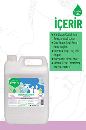 Siveno %100 Doğal Çamaşır Suyu Bitkisel Lavanta Çay Ağacı Tüm Yüzey ve Kumaşlarda 5000 ml