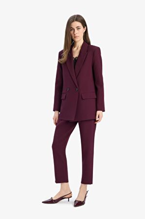 DeFacto Carrot Fit Crop Klasik Kumaş Pantolon Fermuarlı Yüksek Bel Basic Düz Dar Paça C2466AX25SPBR171