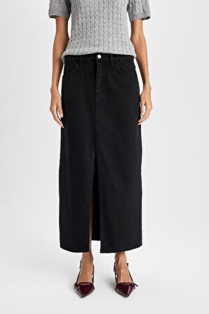 DeFacto Fashion Fit Yırtmaçlı Cepli Uzun Boy Jean Etek D4425AX24AUNM40