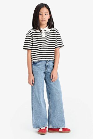 Kız Çocuk Wide Leg Geniş Paça Jean Pantolon