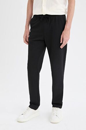 DeFacto Jogger Pantolon Basic Düz Beli Bağcıklı Cepli Düz Paça C6022AX24AUBK81