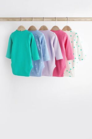 % 100 Pamuklu Pembe Yeşil Uzun Kollu 5’li Body Zıbın