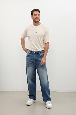 Erkek Skater Fit Jean Pantolon Mavi