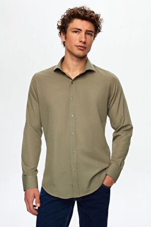 Ds Damat Slim Fit Haki İtalyan Yaka Gömlek 2HF02ORT5185 2HF02ORT5185