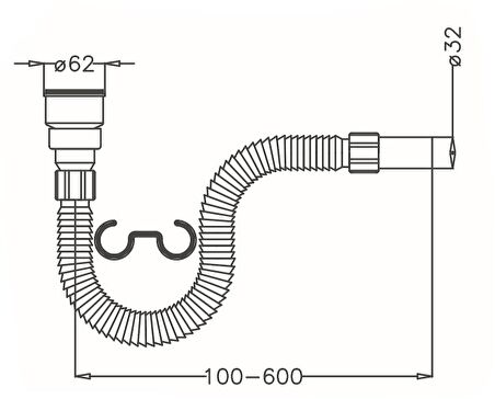 Japar Körüklü Pisuar Sifonu 32 mm 50625