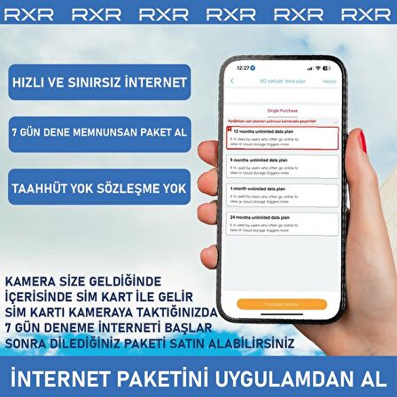 RXR C16 4G Sim Kartlı Bataryalı Solar Dış Ortam 360° Hareket Kontrollü solar güneş enerjili kamera