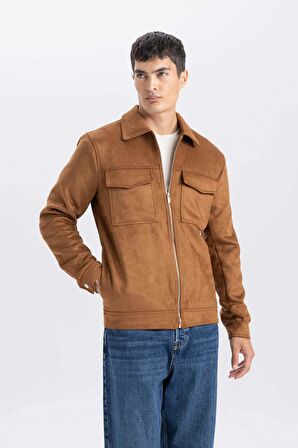 DeFacto Slim Fit Polo Yaka Süet Ceket Mont Y5362AZ24AUBN315