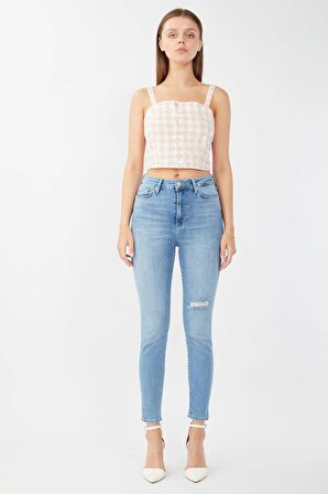 Kadın Mavi Süper Skinny Fit Jean Pantolon