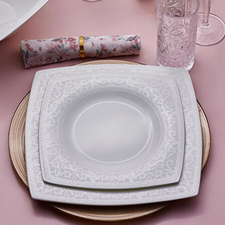 Karaca Fine Pearl Roma 58 Parça 12 Kişilik Yemek Takımı