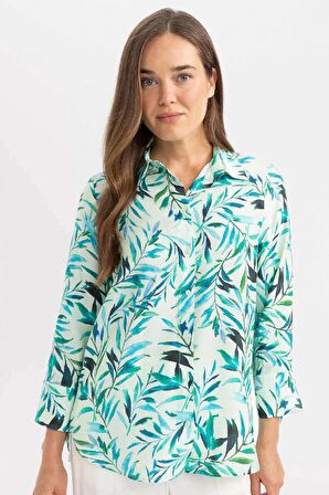 DeFacto Regular Fit Desenli Uzun Kollu Gömlek C3820AX24SMGN1105
