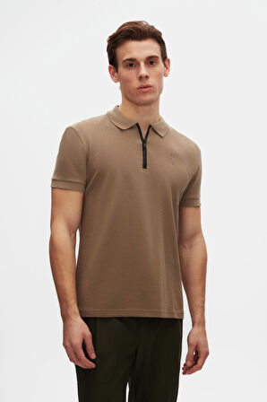 Twn Slim Fit Vizon Pike Dokulu Yarım Fermuarlı Polo Yaka T-Shirt 4EC14ORTFRPLO